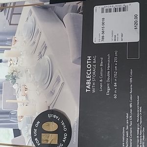 FIELDCREST LUXURY BEIGE TABLECLOTH WITH STORAGE BAG 60"x84"